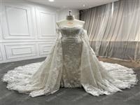 Новое Модное Женское Платье Со Съемными Рукавами Vestidos De Novia,Блестящие Кружевные Юбки-русалки,Свадебное Платье