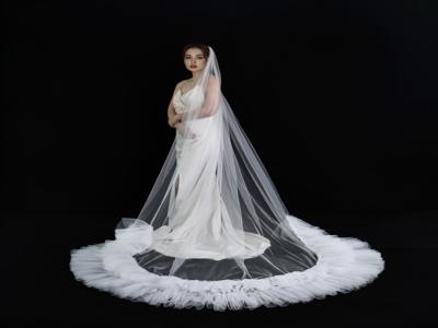 Роскошный Свадебный Аксессуар,Фабричный Поставщик,Изысканный Мягкий 3d Тюль Цвета Слоновой Кости,Длинный Шлейф С Расческой Для Невесты Роскошный Свадебный Аксессуар,Фабричный Поставщик,Изысканный Мягкий 3d Тюль Цвета Слоновой Кости,Длинный Шлейф С Расческой Для Невесты