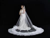 Роскошный Свадебный Аксессуар,Фабричный Поставщик,Изысканный Мягкий 3d Тюль Цвета Слоновой Кости,Длинный Шлейф С Расческой Для Невесты